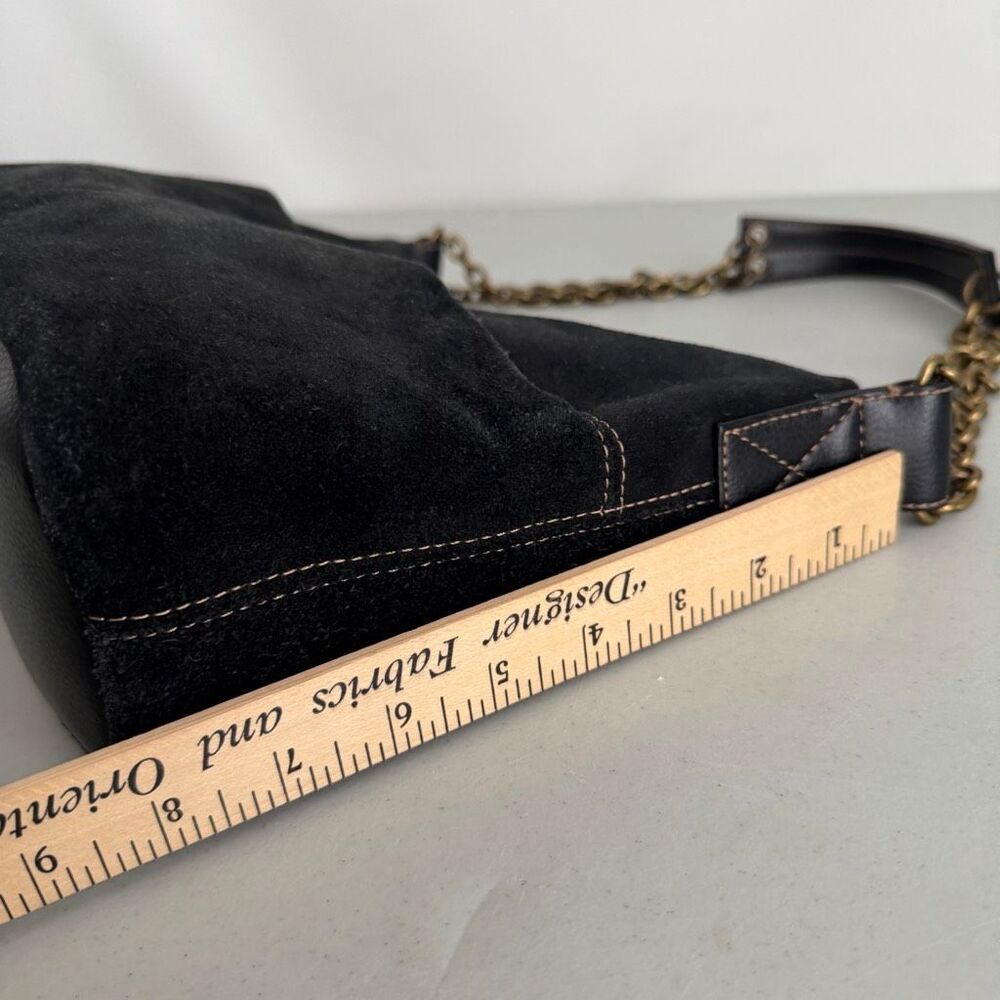 Y2K The Sak Black Suede Leather Chain Strap Shoulder Hobo Bag Purse Vintage - Picture 12 of 16